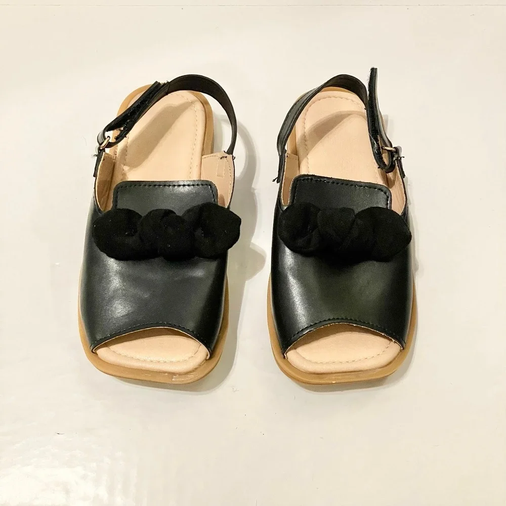 Girls Bowknot Sandals Flat Slingback Toddler Shoes Sz 28 (US 10.5)